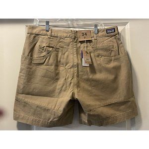 NWT PATAGONIA Mens sz.34 Cotton Canvas STAND -UP SHORTS 7" Inseam Mojave Khaki
